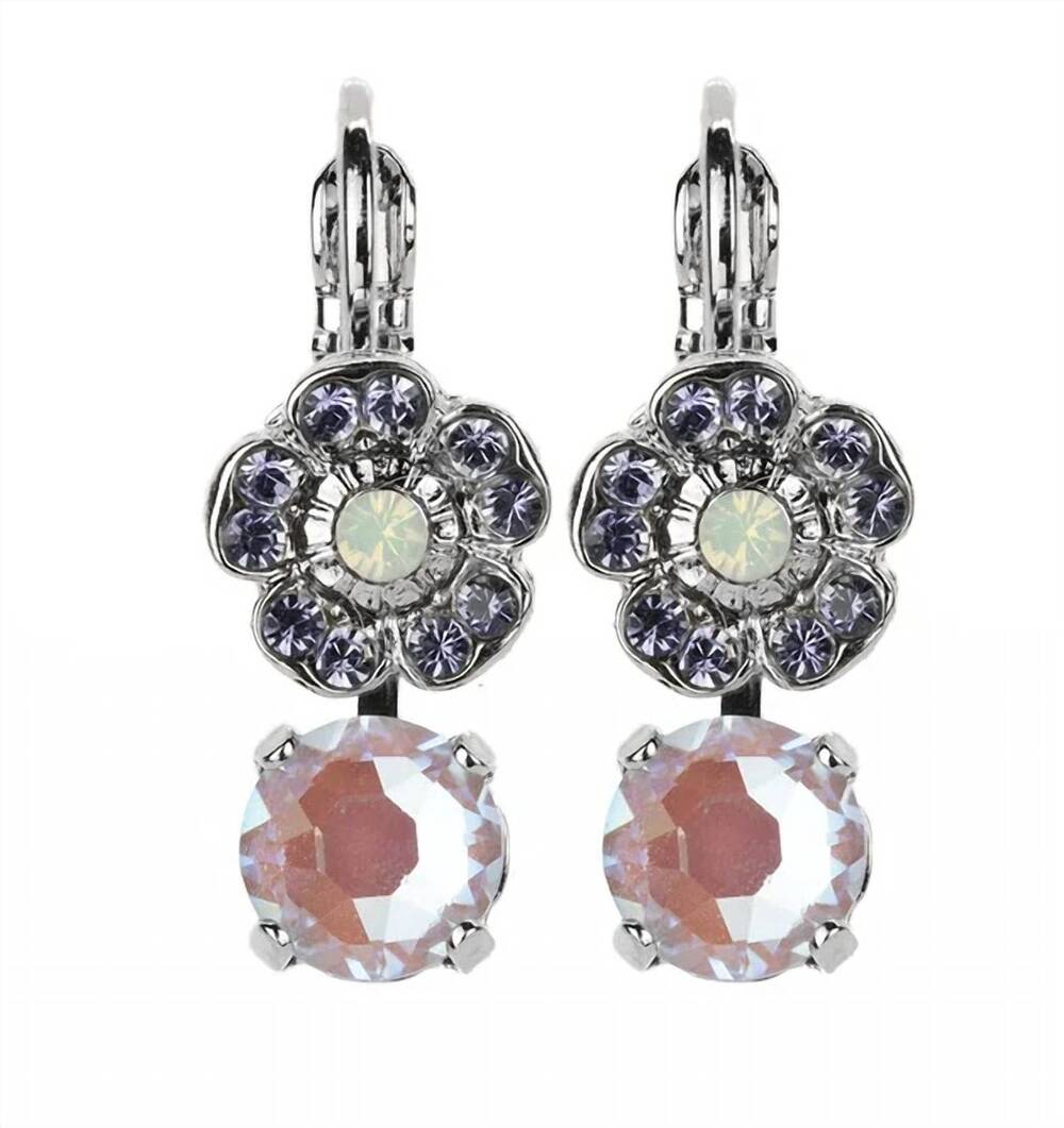 NEW MARIANA women's flower drop crystal earrings in purple multi